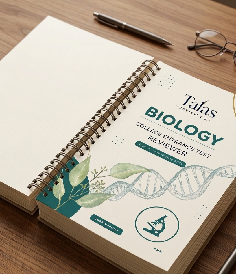 Talas Review Kit spread: books, planner, and study materials
